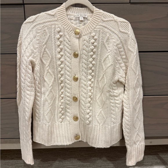 J. Crew Sweaters - J.Crew Women’s Ivory Cable Knit Cardigan w Gold Buttons Size Small